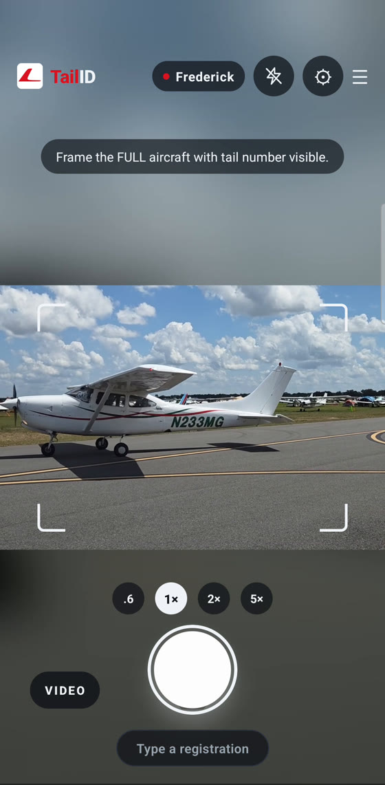 Tail ID camera reading the registration on a Cessna